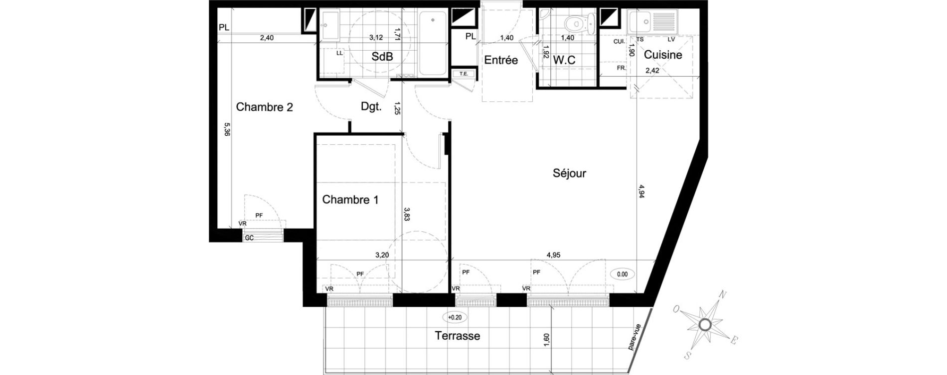 Appartement T3 de 71,74 m2 au Chesnay Centre