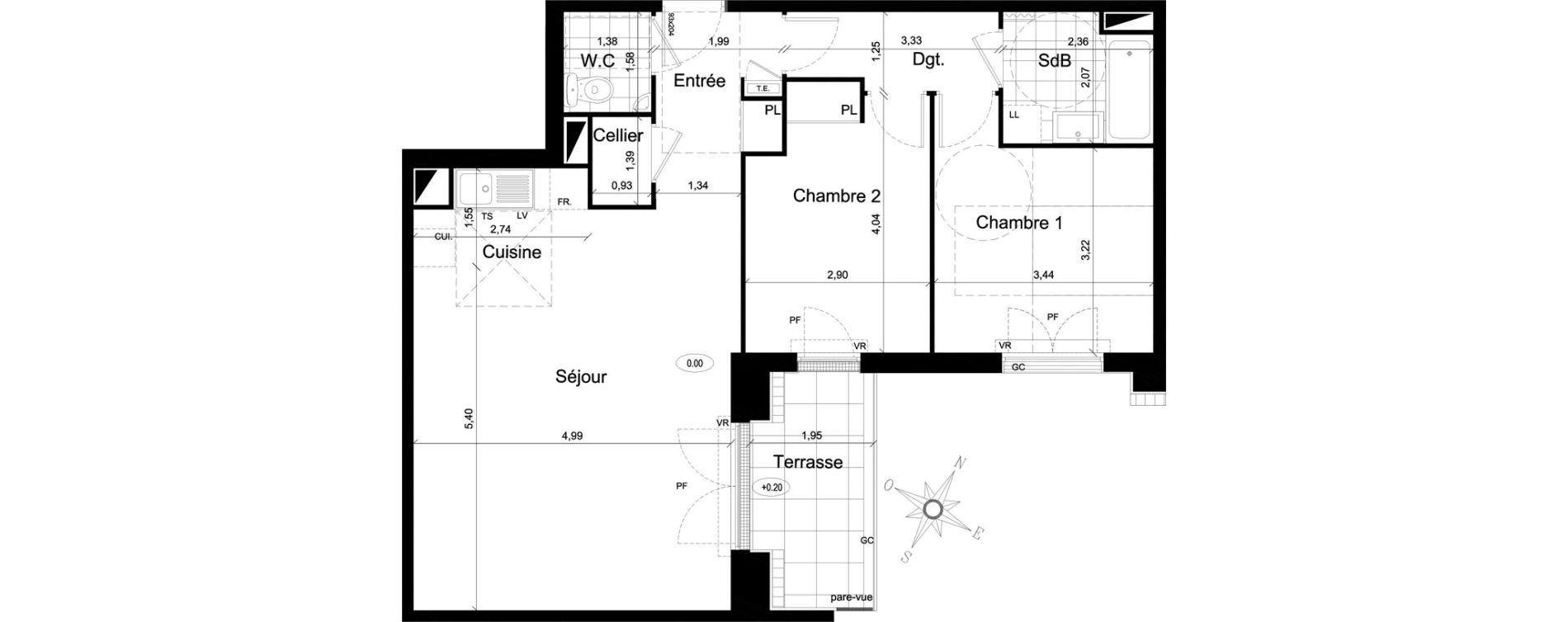 Appartement T3 de 73,71 m2 au Chesnay Centre