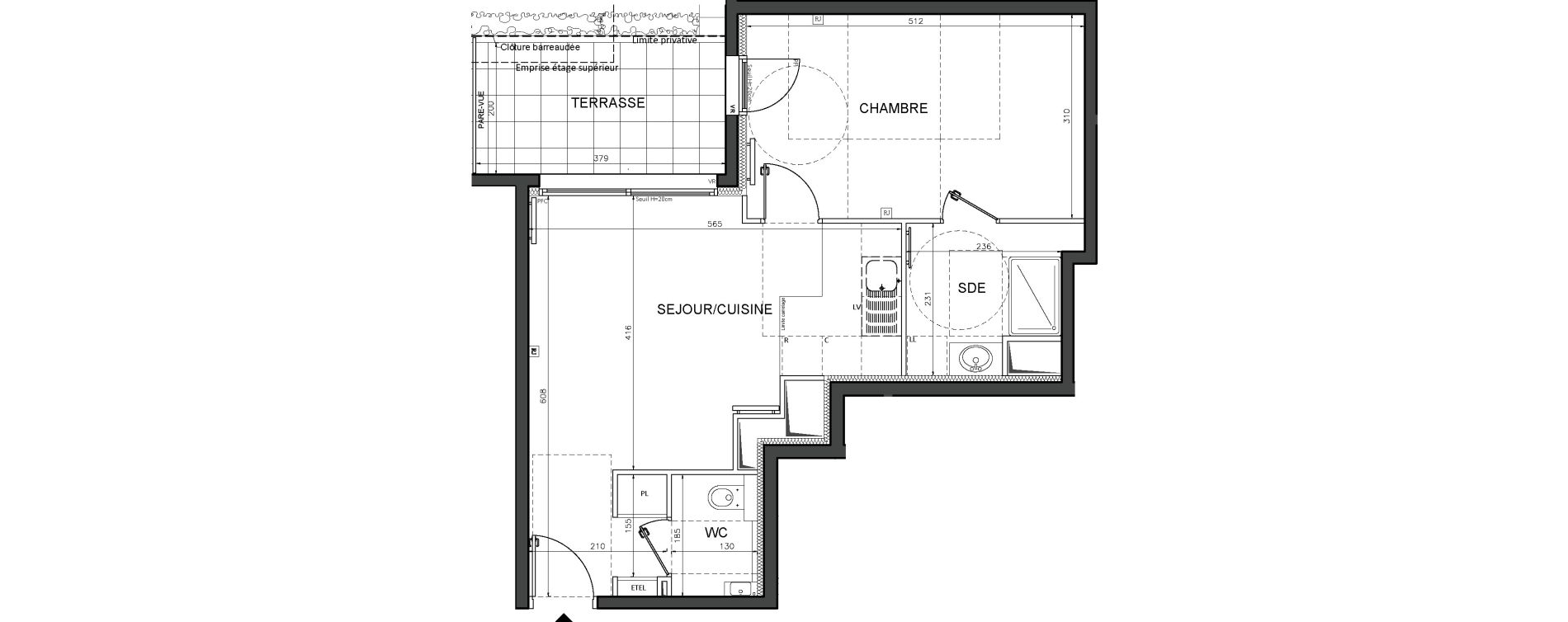 Appartement T2 de 46,30 m2 au Chesnay Centre