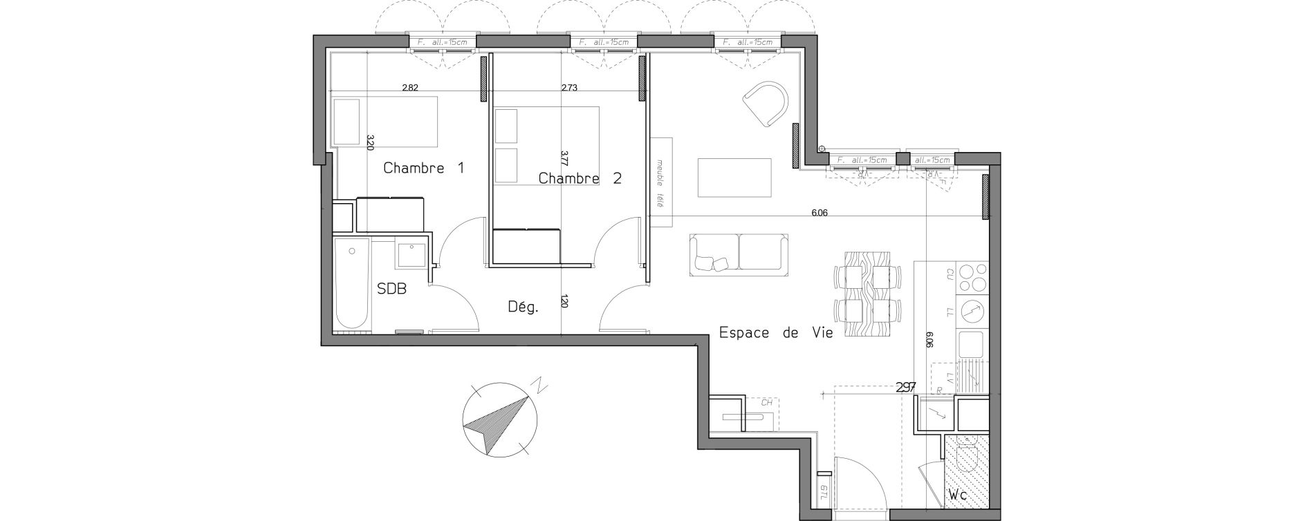 Appartement T3 de 62,01 m2 au Mesnil-Le-Roi Centre