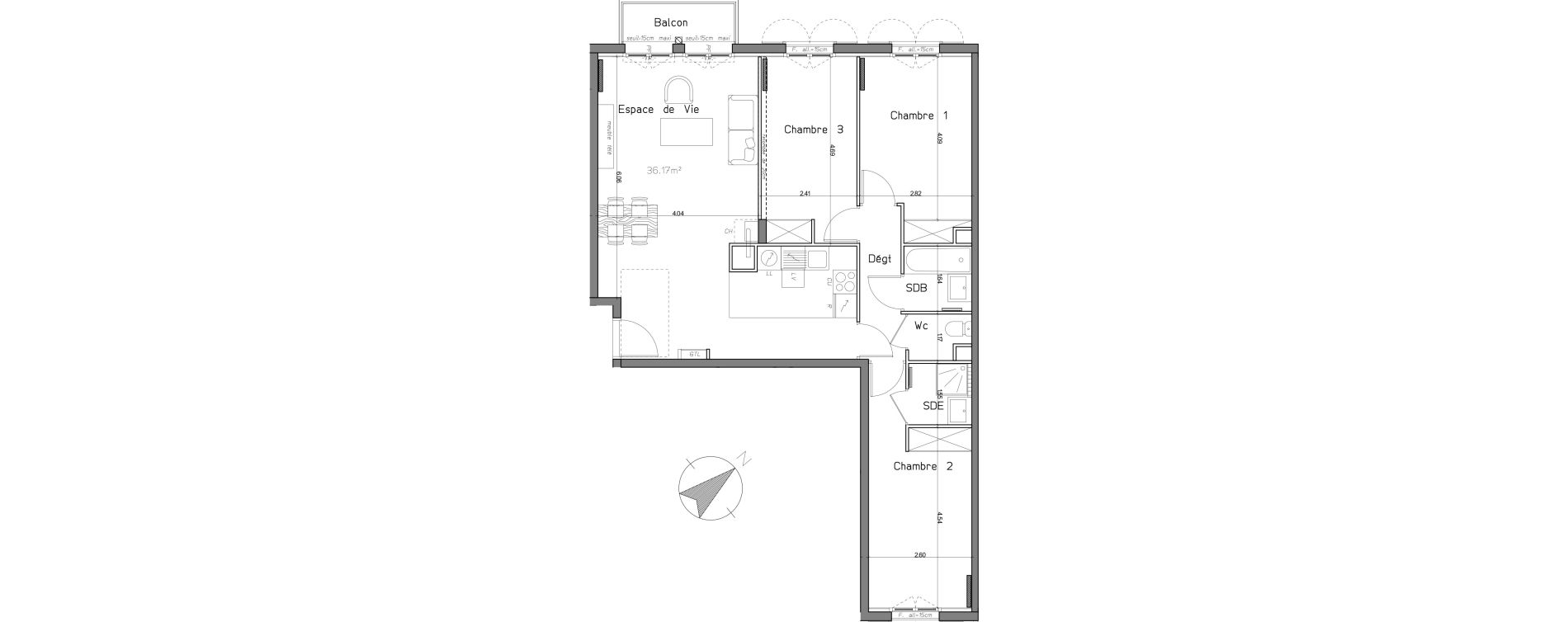Appartement T4 de 83,65 m2 au Mesnil-Le-Roi Centre