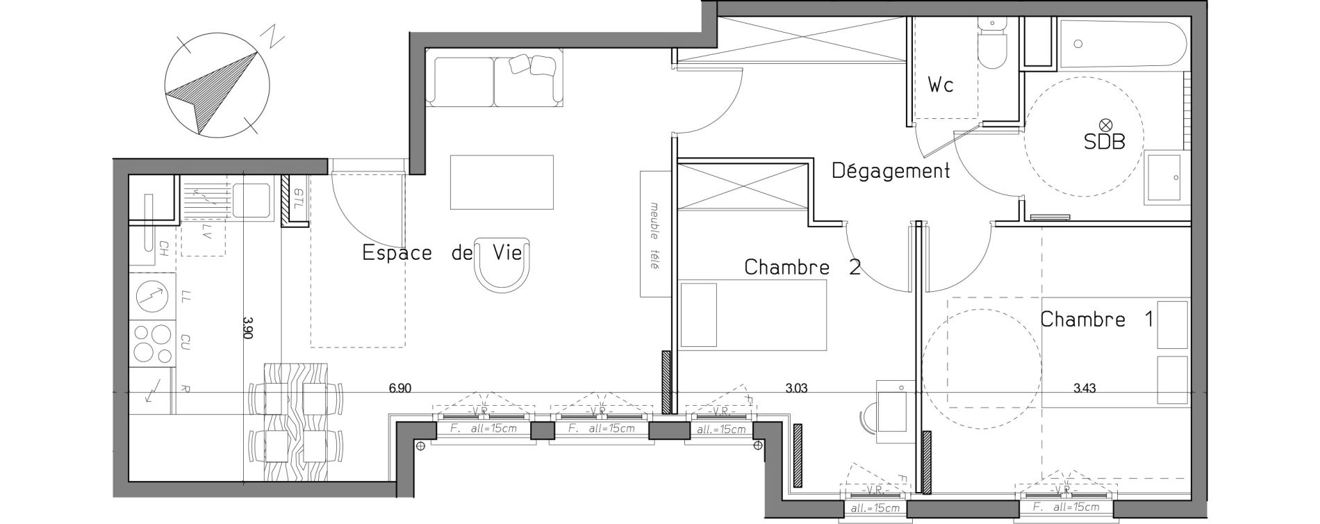 Appartement T3 de 64,75 m2 au Mesnil-Le-Roi Centre