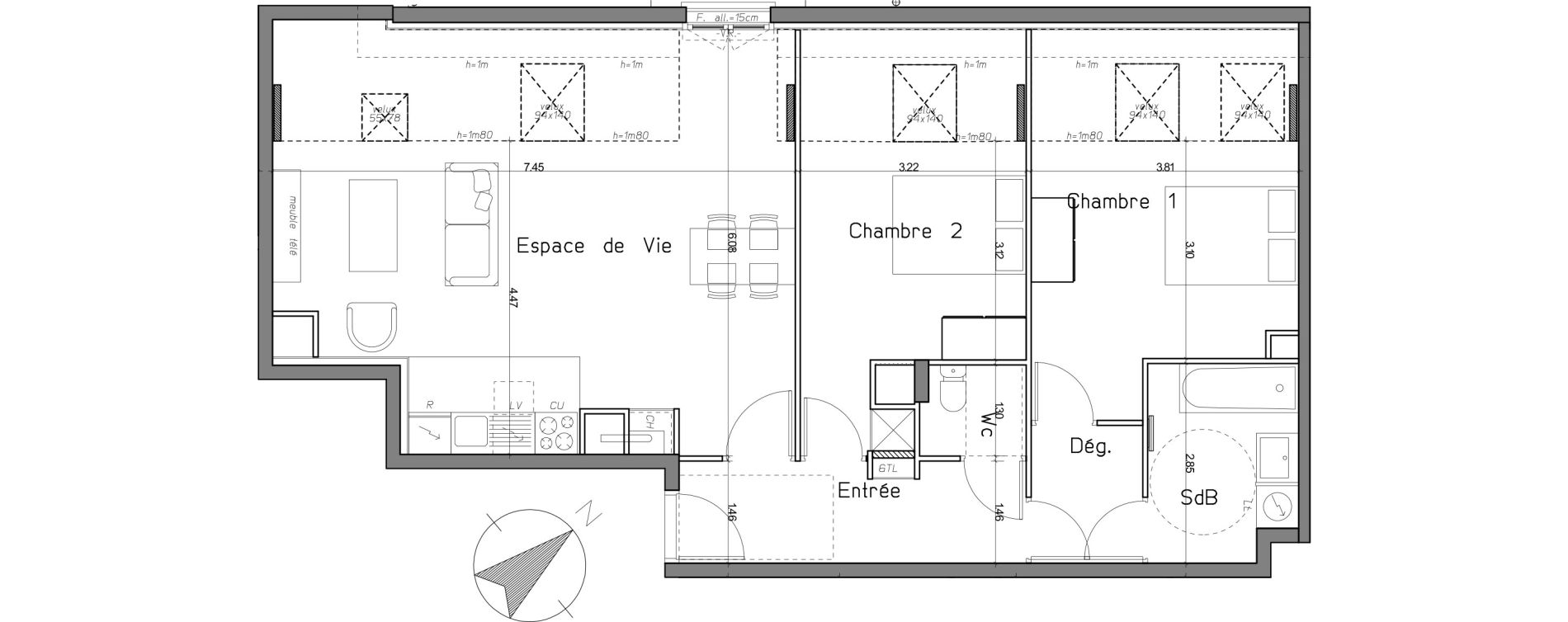 Appartement T3 de 74,57 m2 au Mesnil-Le-Roi Centre