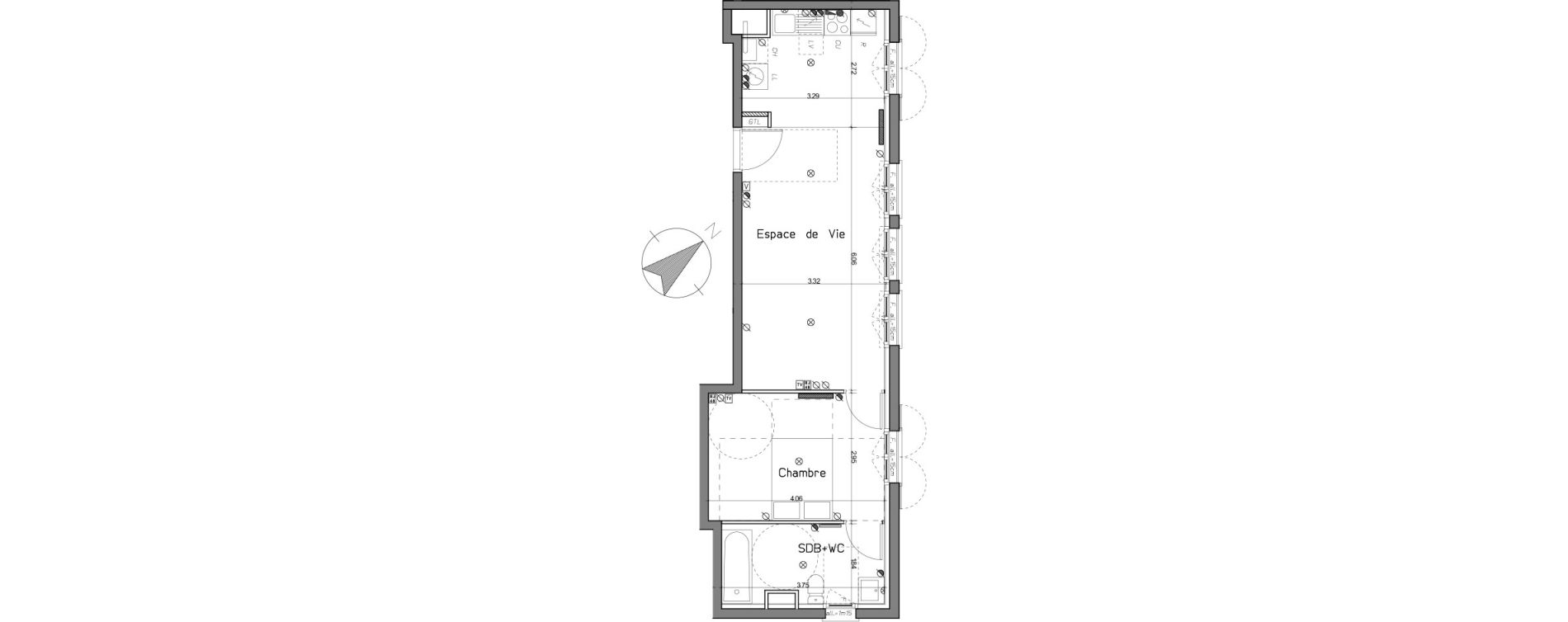 Appartement T2 de 46,82 m2 au Mesnil-Le-Roi Centre