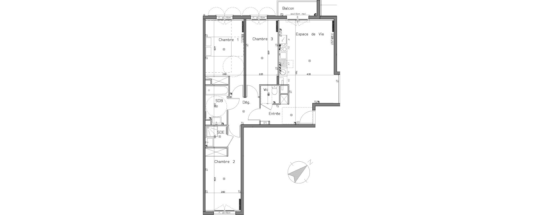 Appartement T4 de 82,25 m2 au Mesnil-Le-Roi Centre