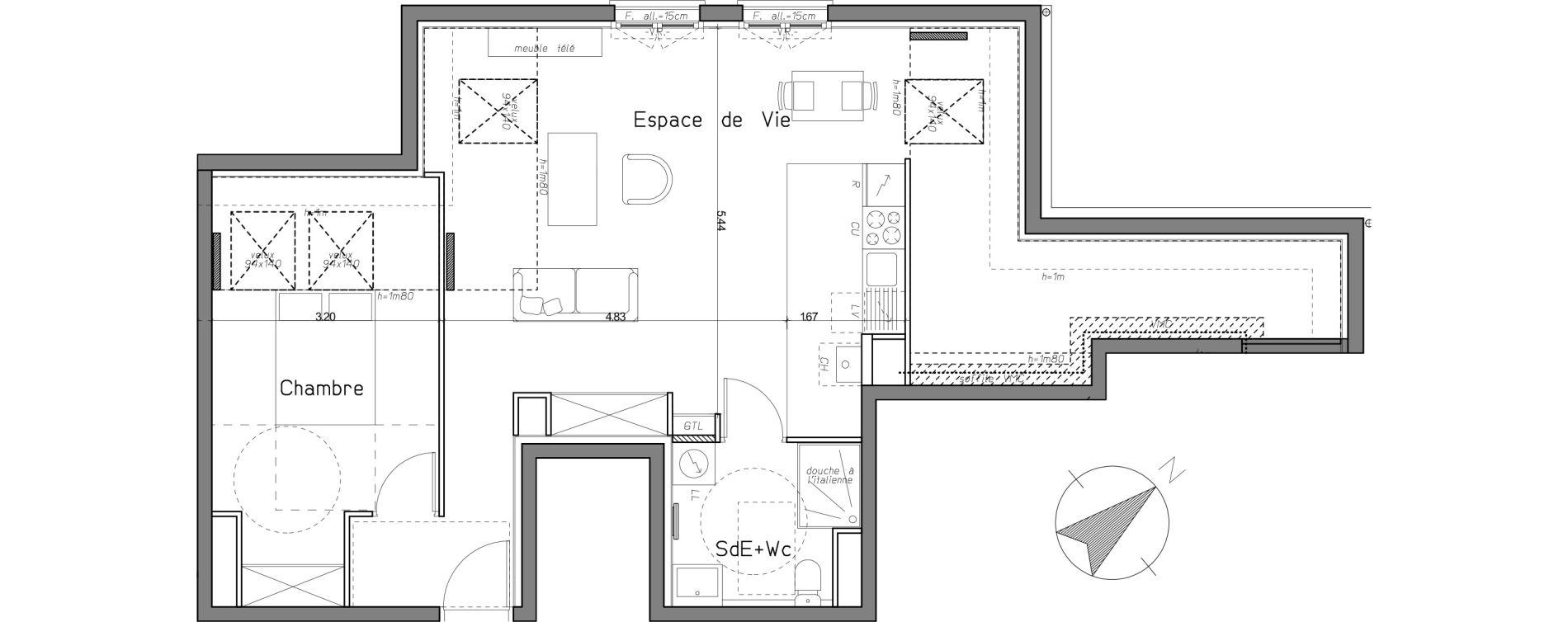 Appartement T2 de 52,73 m2 au Mesnil-Le-Roi Centre