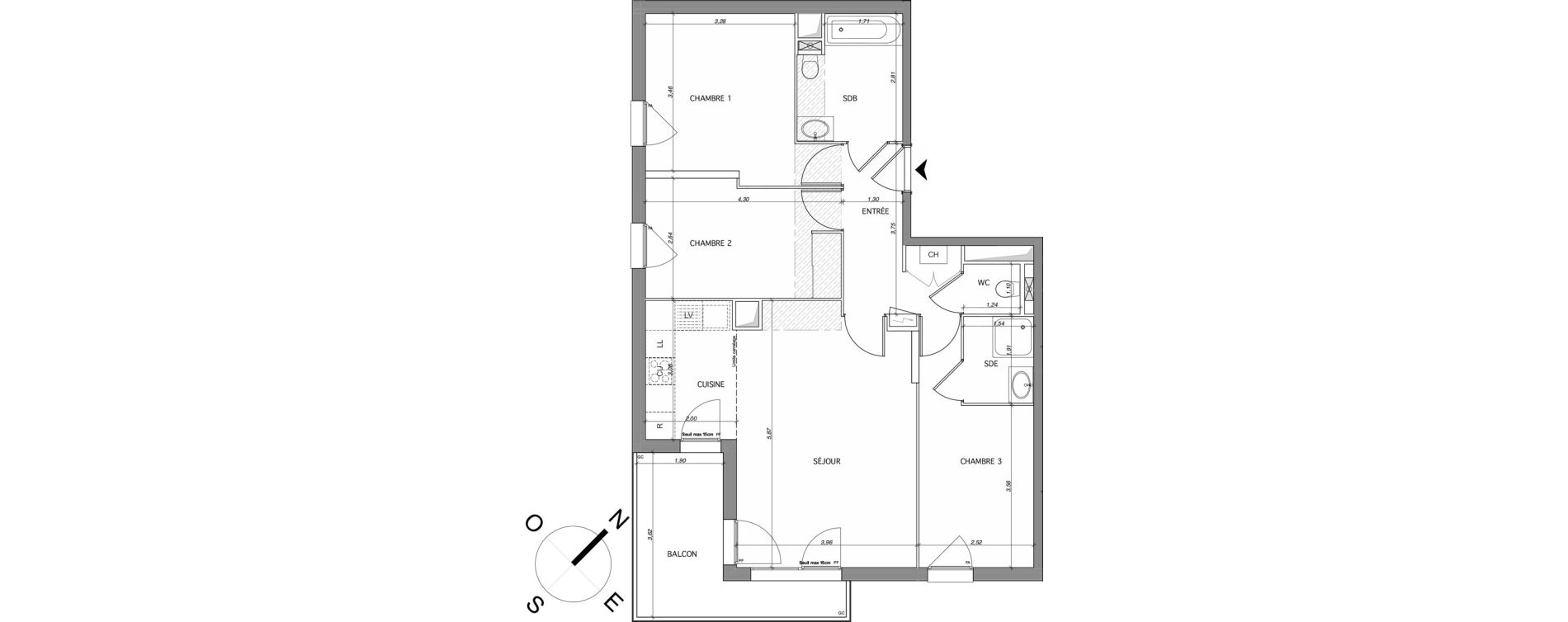 Appartement T4 de 79,44 m2 au Mesnil-Le-Roi Centre
