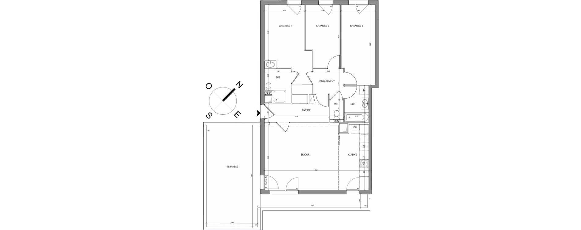 Appartement T4 de 93,94 m2 au Mesnil-Le-Roi Centre