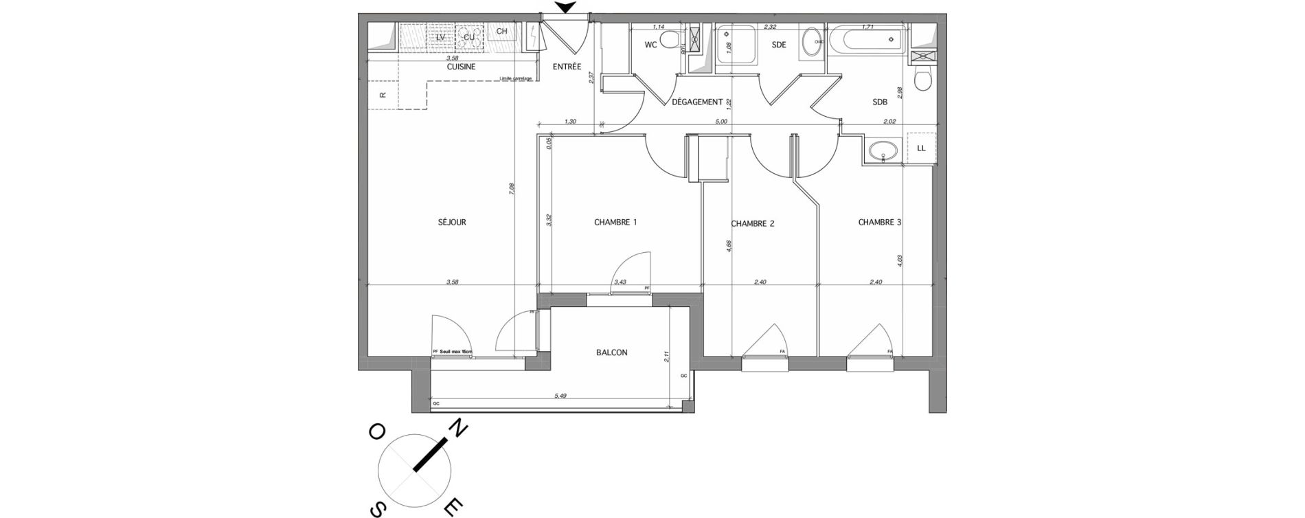 Appartement T4 de 76,47 m2 au Mesnil-Le-Roi Centre