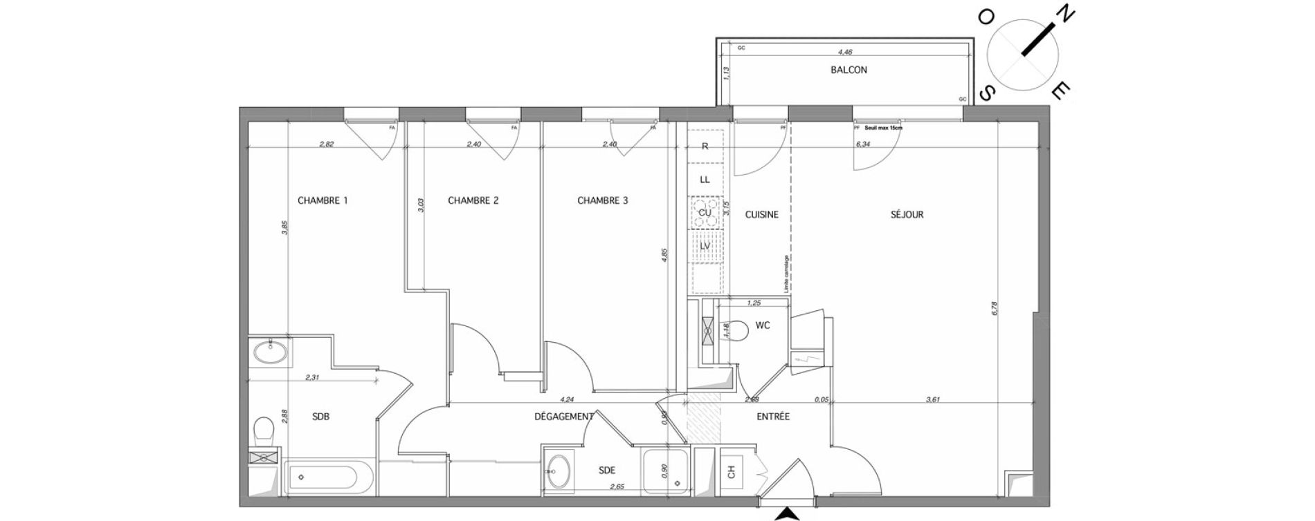 Appartement T4 de 90,76 m2 au Mesnil-Le-Roi Centre