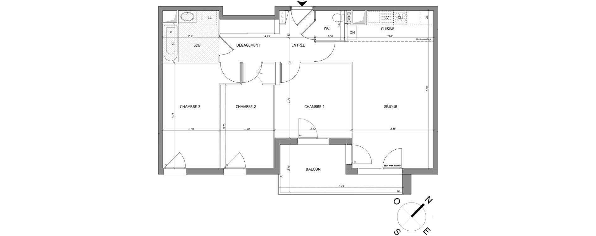 Appartement T4 de 77,27 m2 au Mesnil-Le-Roi Centre