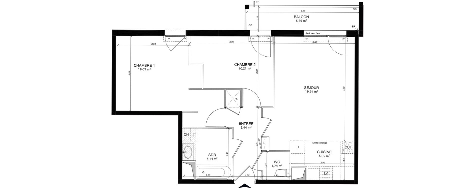 Appartement T3 de 63,61 m2 au Mesnil-Le-Roi Centre