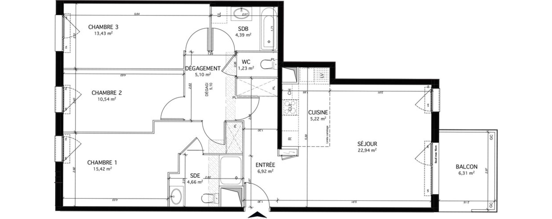 Appartement T4 de 90,13 m2 au Mesnil-Le-Roi Centre