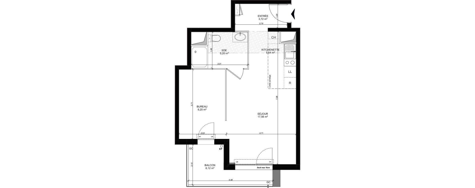 Appartement T1 de 41,32 m2 au Mesnil-Le-Roi Centre