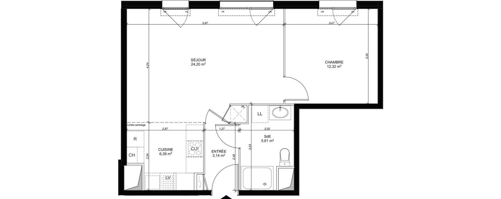 Appartement T2 de 51,66 m2 au Mesnil-Le-Roi Centre