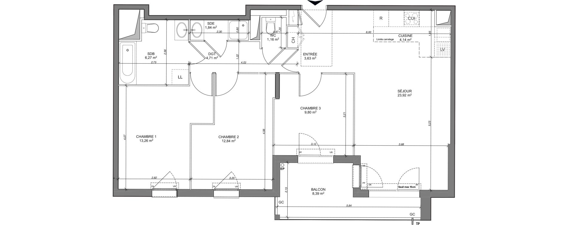 Appartement T4 de 81,57 m2 au Mesnil-Le-Roi Centre