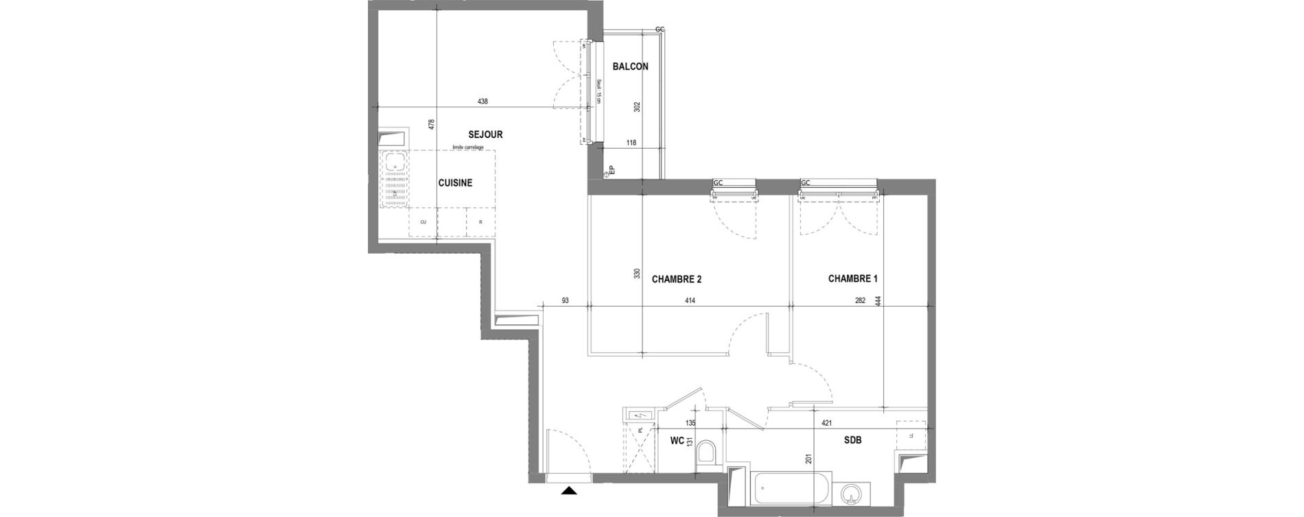 Appartement T3 de 68,16 m2 au Pecq Canada - jean jaur&egrave;s