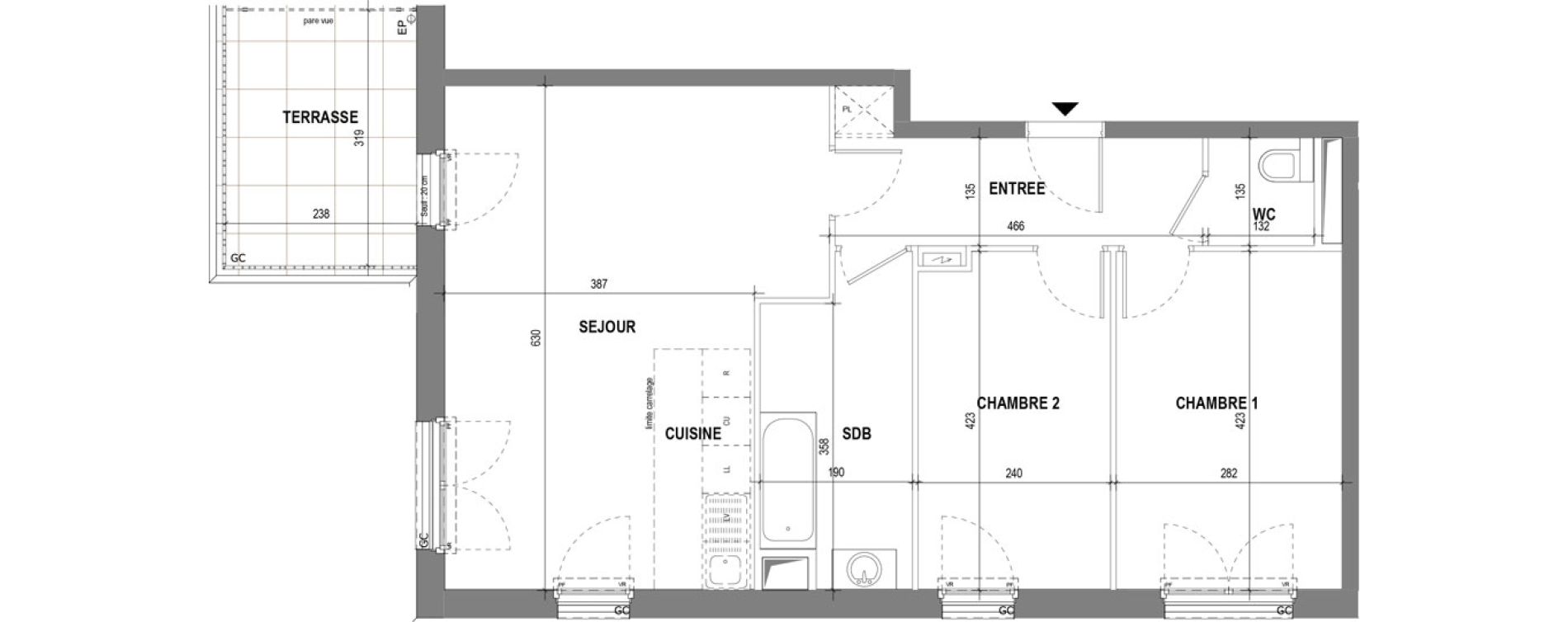 Appartement T3 de 64,44 m2 au Pecq Canada - jean jaur&egrave;s