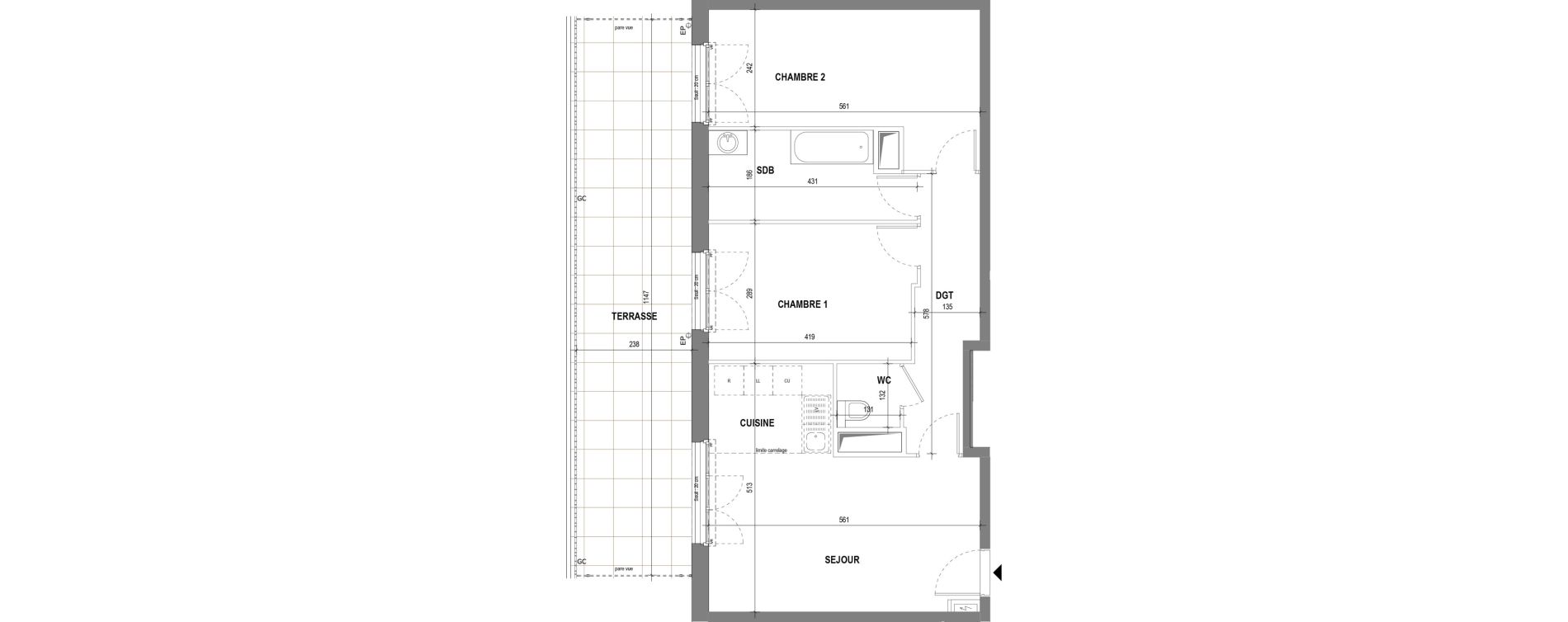 Appartement T3 de 65,93 m2 au Pecq Canada - jean jaur&egrave;s