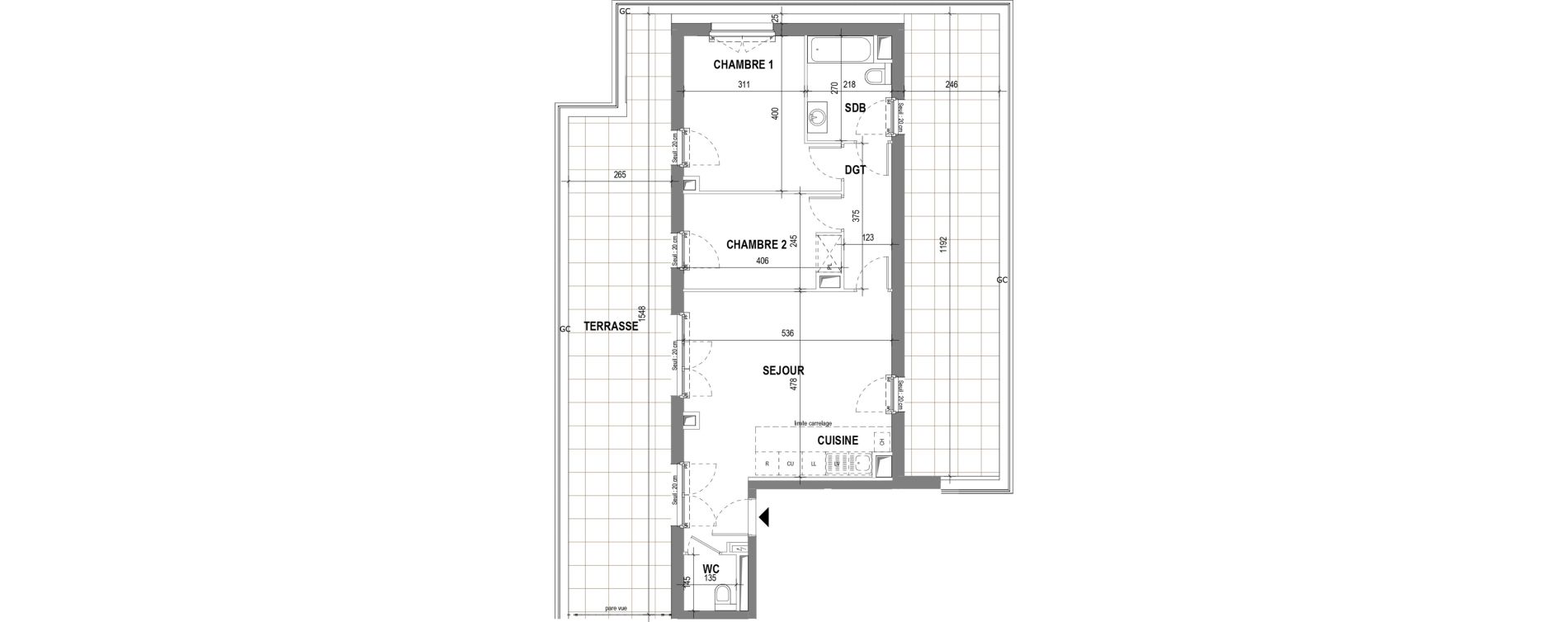 Appartement T3 de 63,45 m2 au Pecq Canada - jean jaur&egrave;s