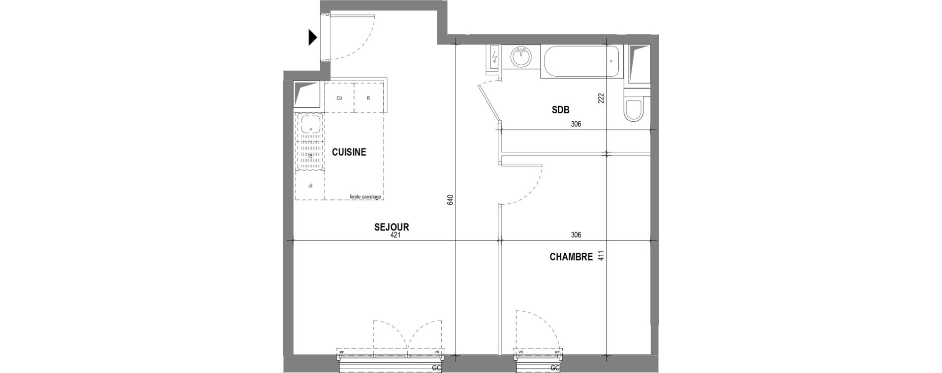 Appartement T2 de 46,22 m2 au Pecq Canada - jean jaur&egrave;s