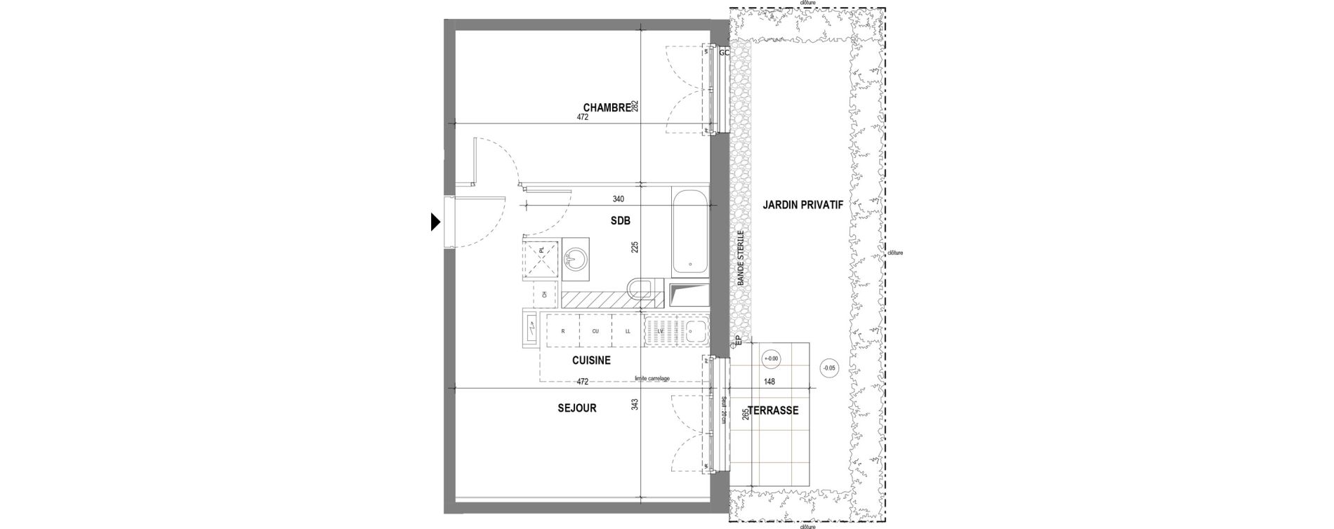 Appartement T2 de 39,43 m2 au Pecq Canada - jean jaur&egrave;s