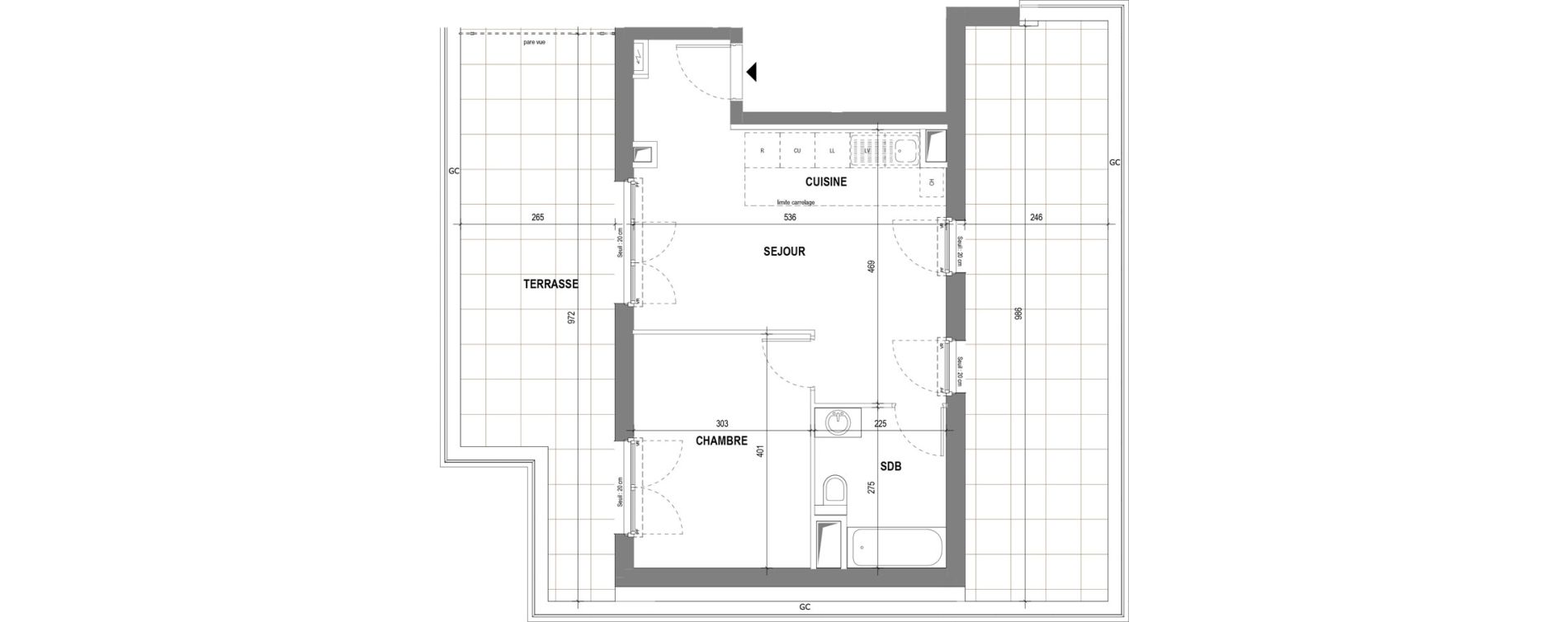 Appartement T2 de 41,15 m2 au Pecq Canada - jean jaur&egrave;s