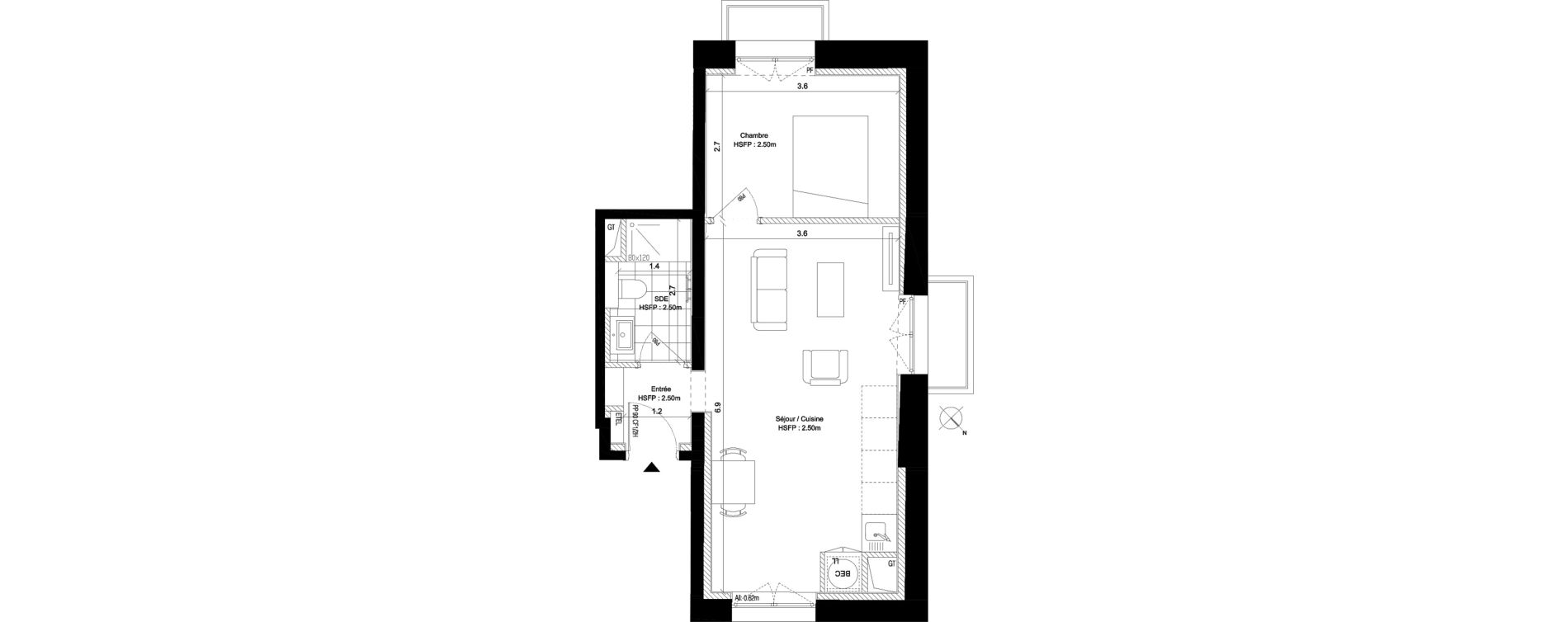 Appartement T2 de 38,90 m2 au Pecq Centre