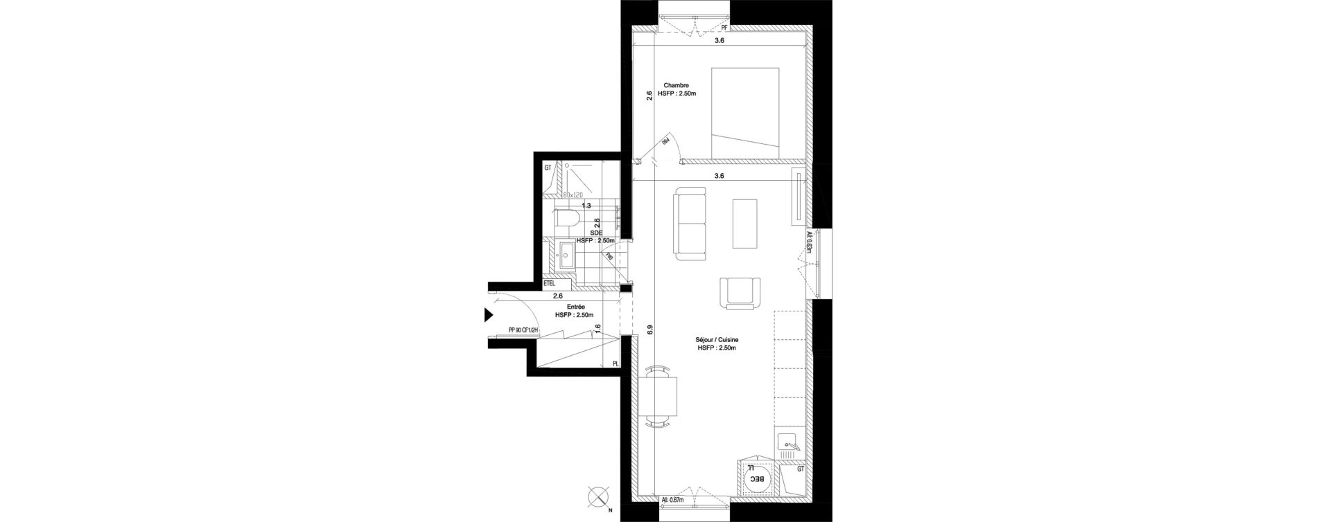 Appartement T2 de 40,40 m2 au Pecq Centre