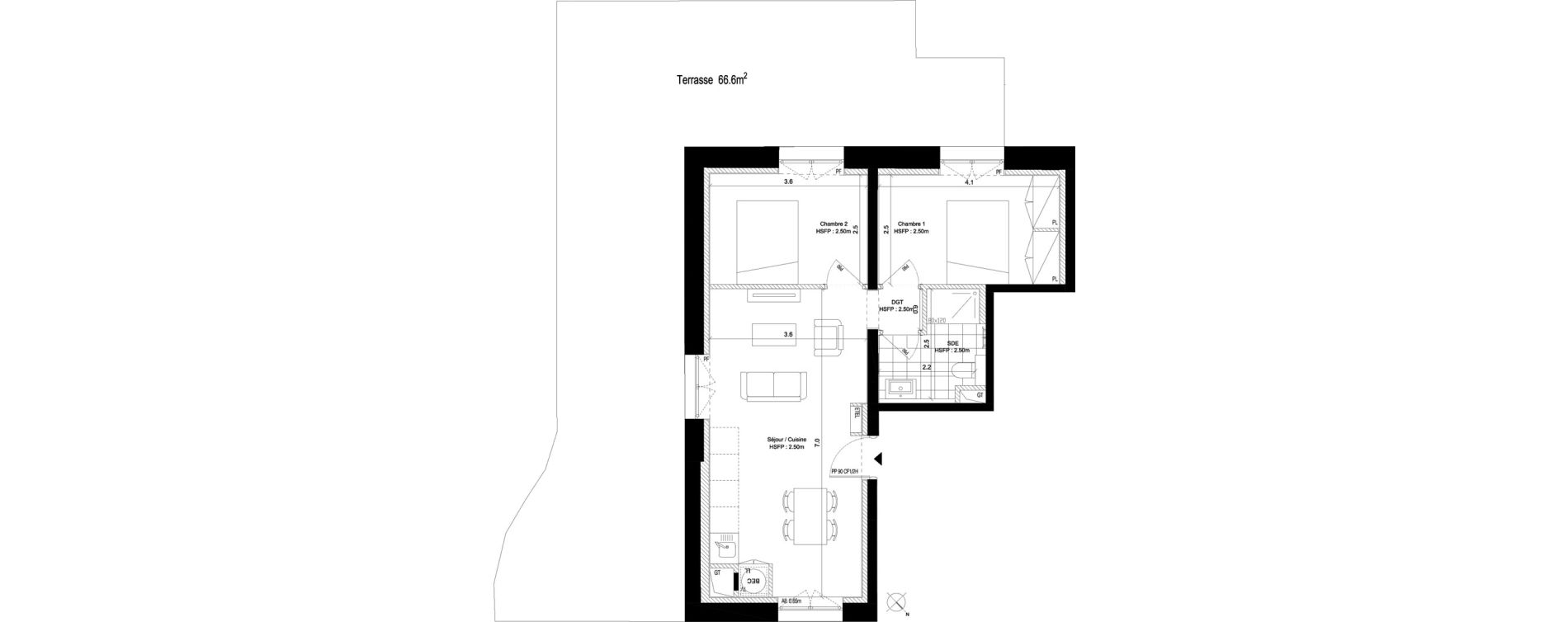 Appartement T3 de 48,70 m2 au Pecq Centre