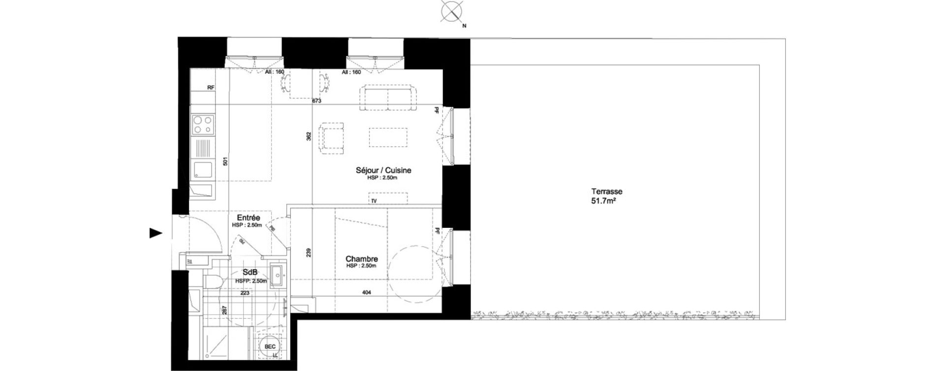 Appartement T2 de 44,60 m2 au Pecq Centre