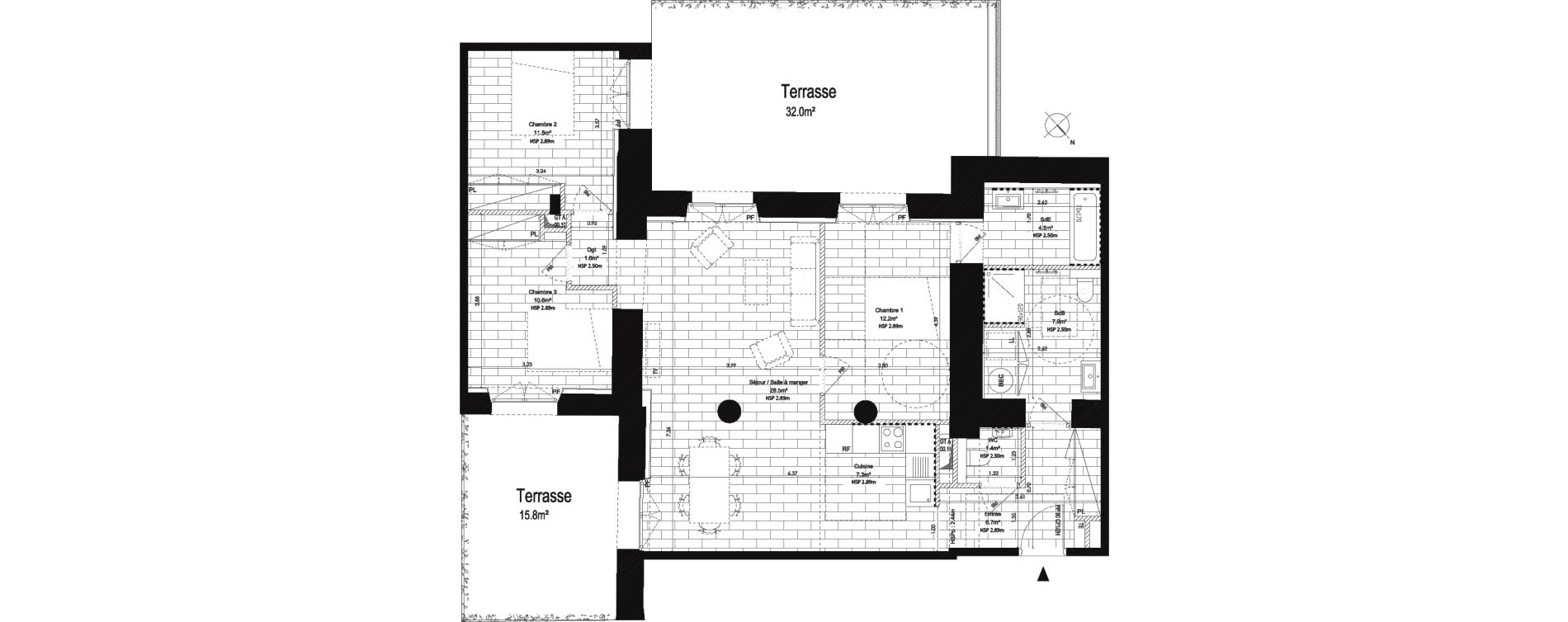 Appartement T4 de 92,20 m2 au Pecq Centre