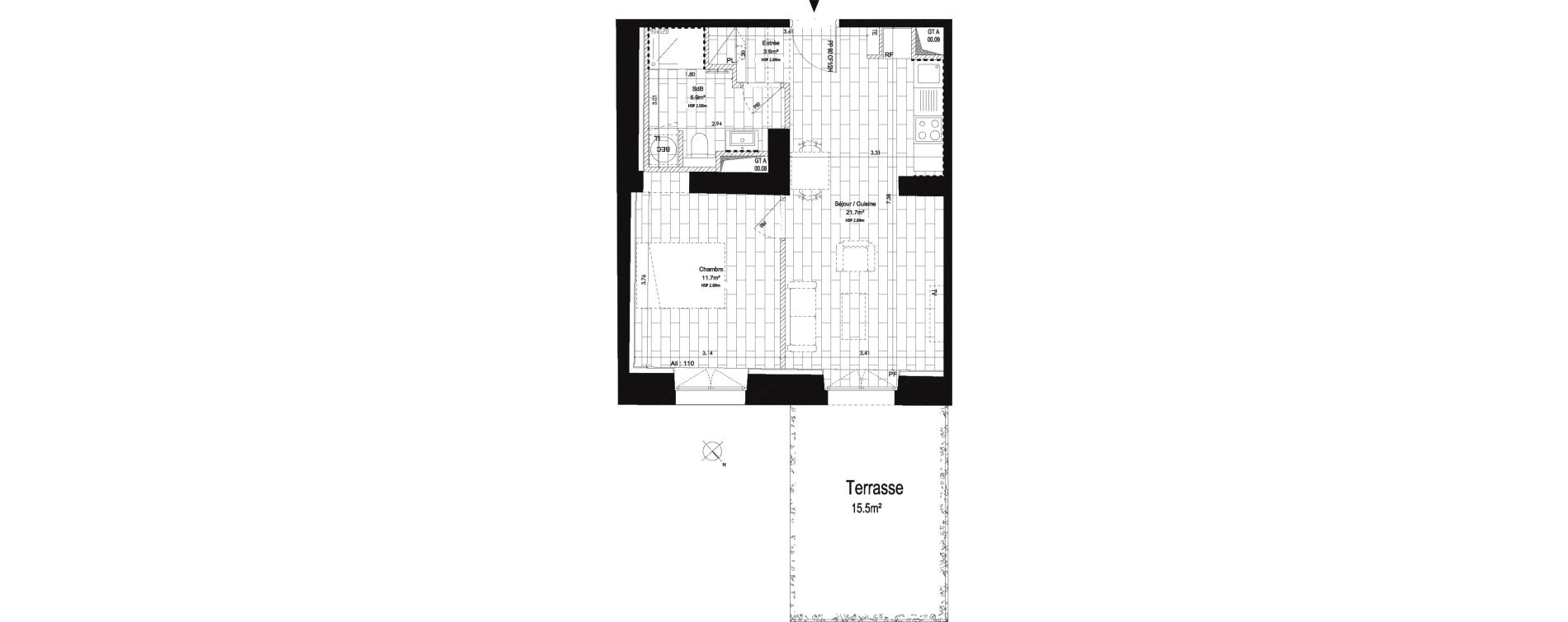 Appartement T2 de 43,20 m2 au Pecq Centre