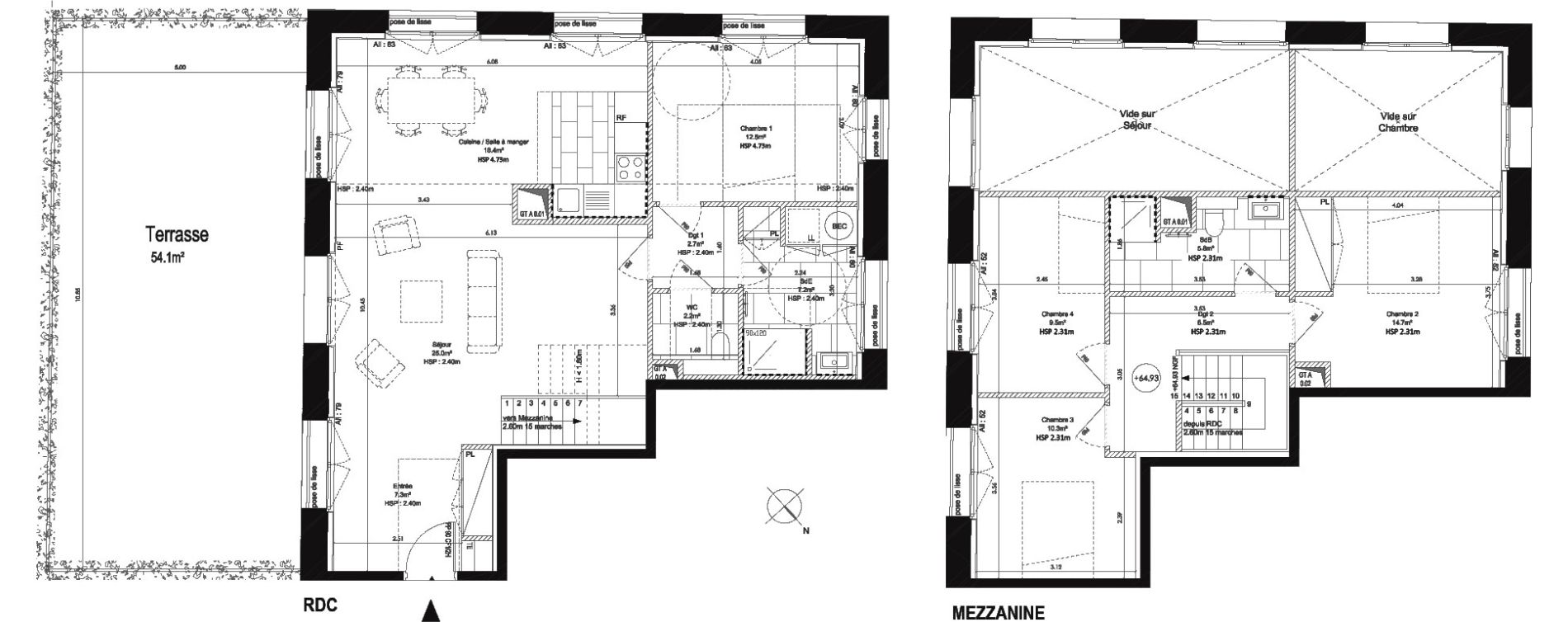 Duplex T5 de 122,10 m2 au Pecq Centre