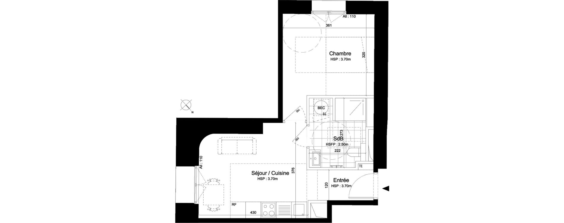 Appartement T2 de 36,10 m2 au Pecq Centre