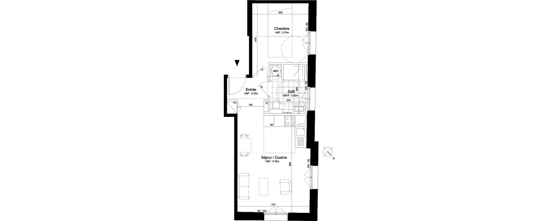 Appartement T2 de 44,70 m2 au Pecq Centre