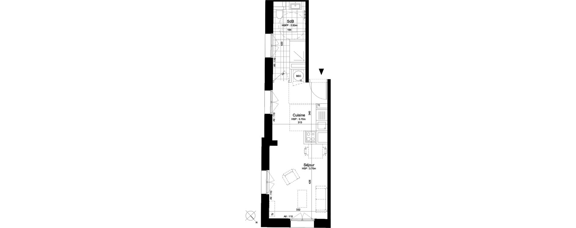 Appartement T1 de 31,00 m2 au Pecq Centre