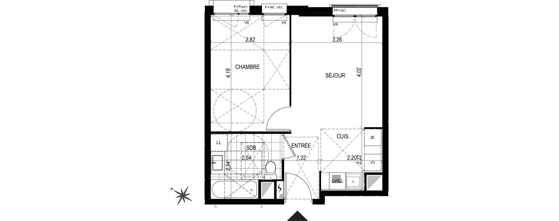 Appartement T2 de 38,09 m2 au Port-Marly Centre