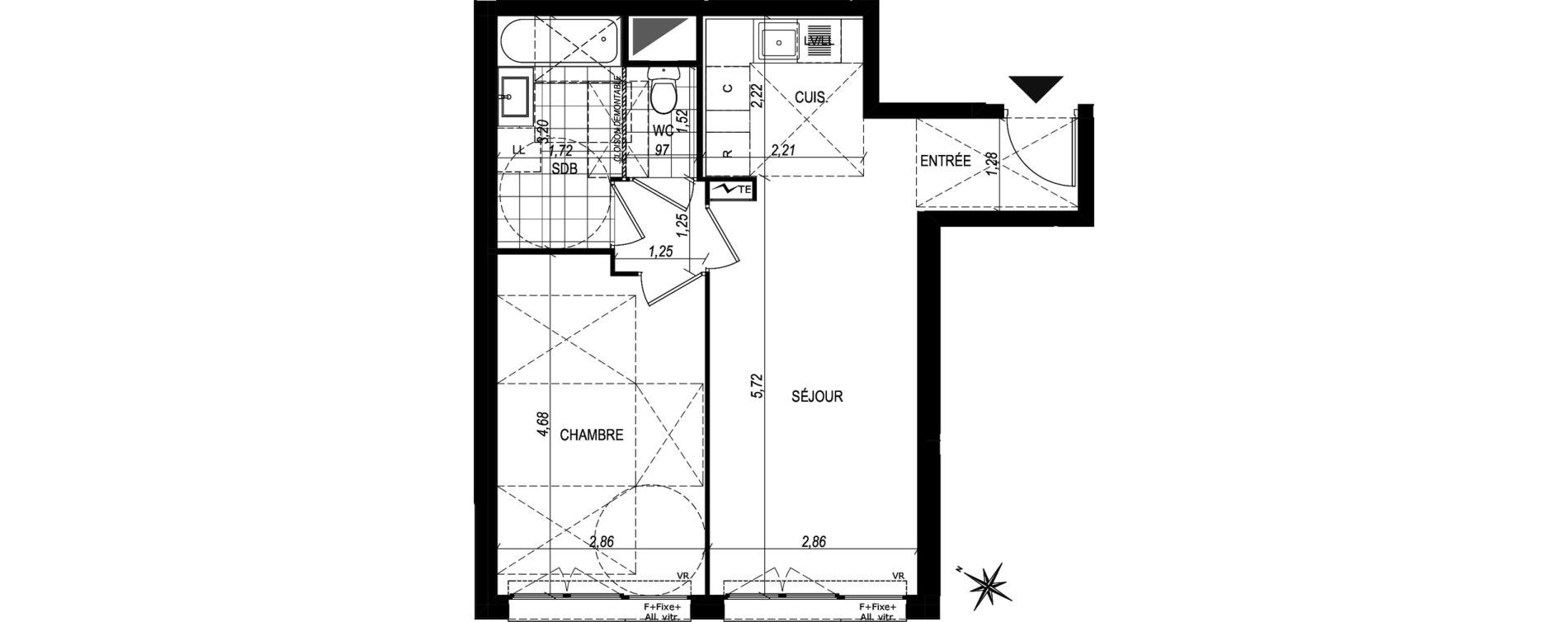 Appartement T2 de 46,00 m2 au Port-Marly Centre