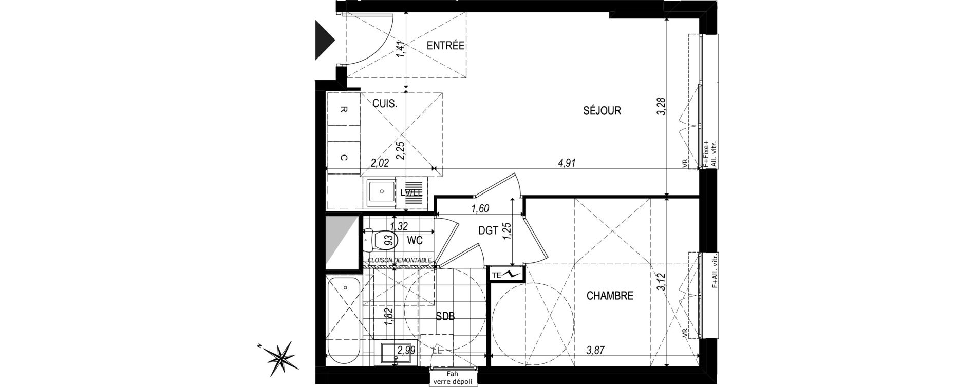 Appartement T2 de 43,25 m2 au Port-Marly Centre