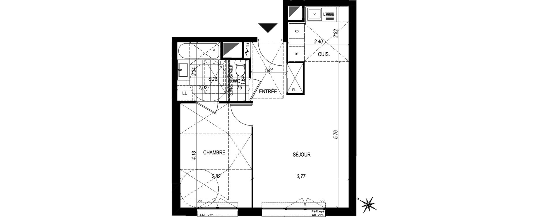 Appartement T2 de 45,30 m2 au Port-Marly Centre