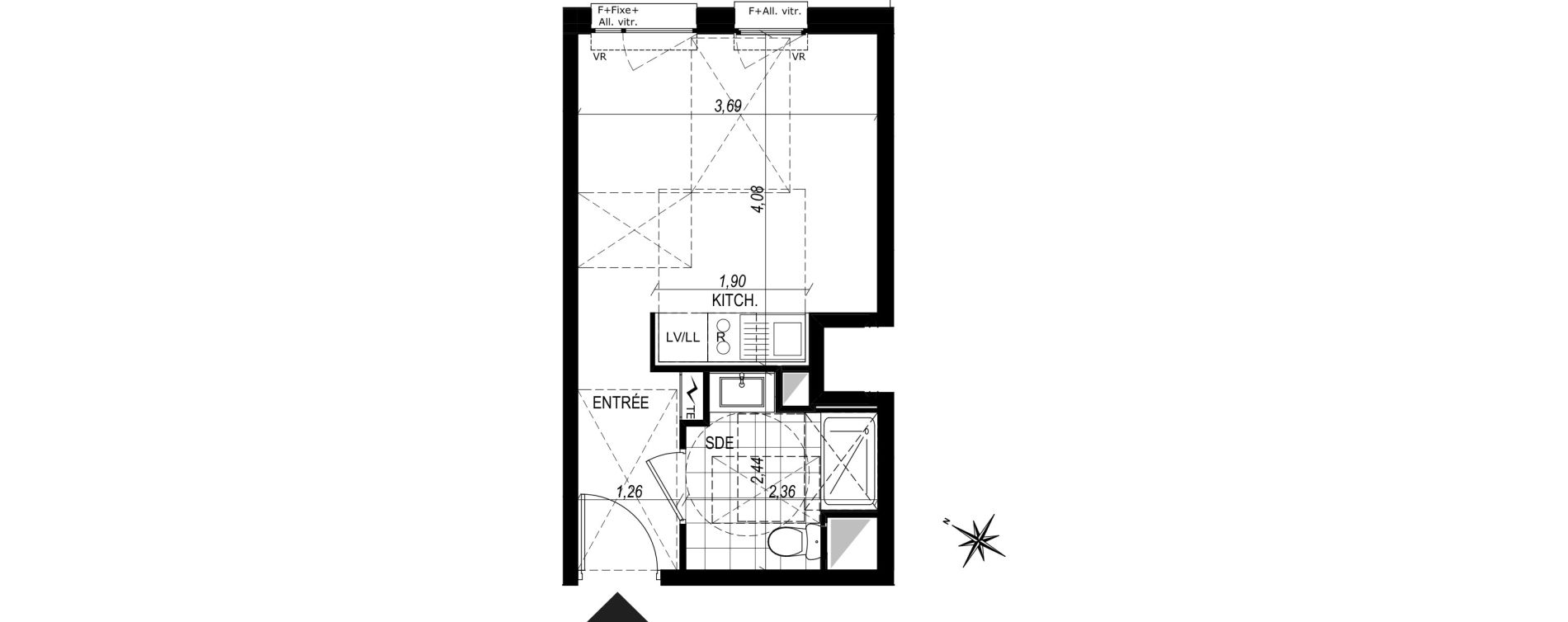 Appartement T1 de 22,24 m2 au Port-Marly Centre