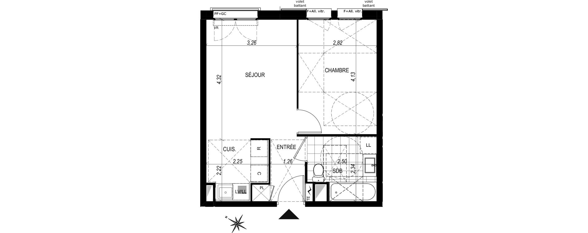Appartement T2 de 38,73 m2 au Port-Marly Centre