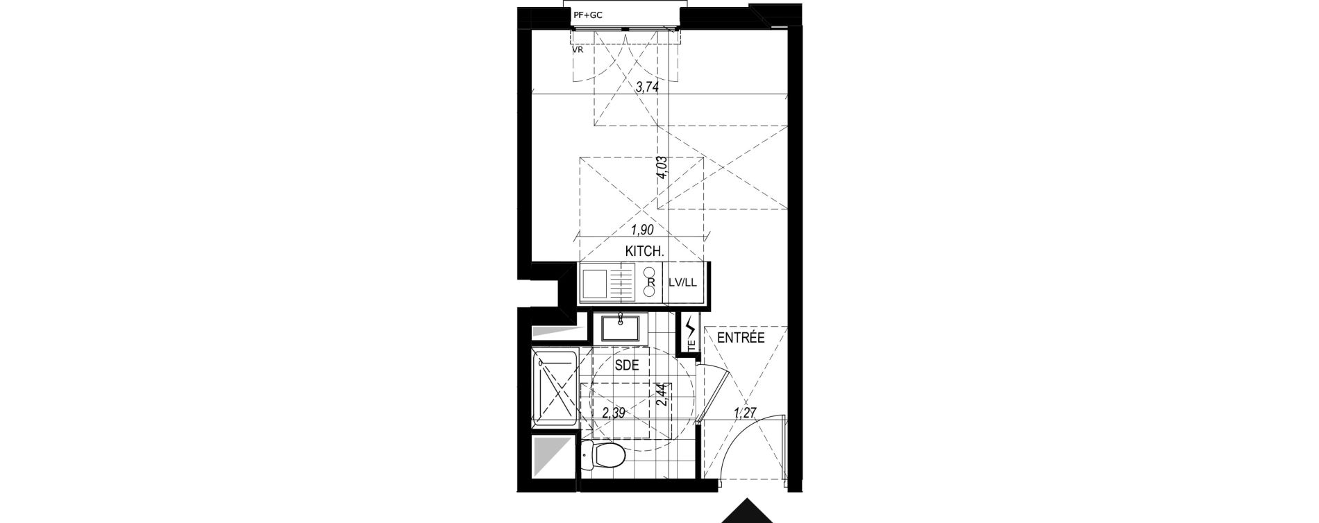 Appartement T1 de 22,65 m2 au Port-Marly Centre