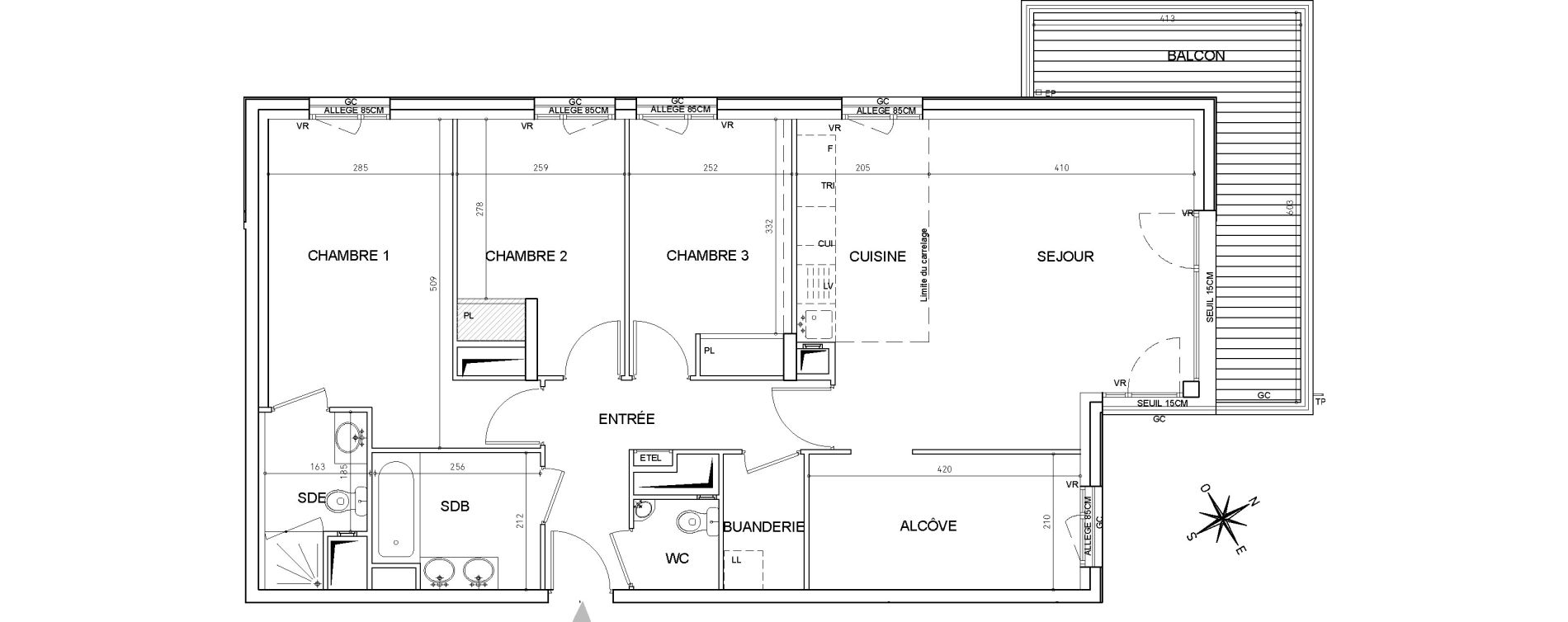 Appartement T4 de 92,90 m2 au V&eacute;sinet Parc princesse