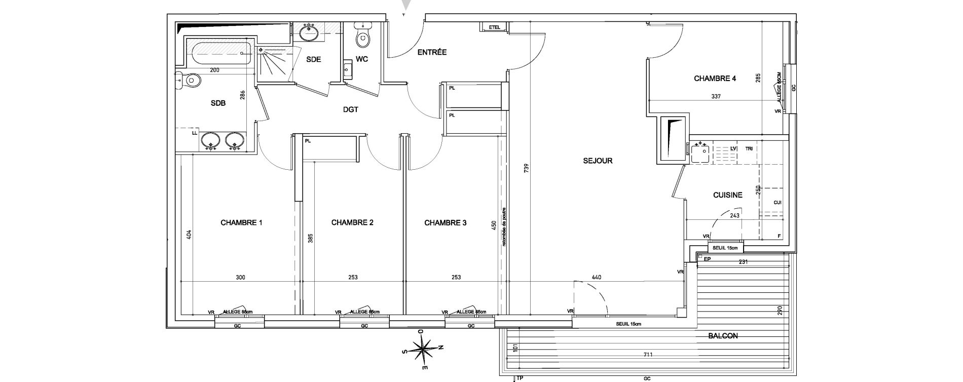 Appartement T5 de 101,40 m2 au V&eacute;sinet Parc princesse