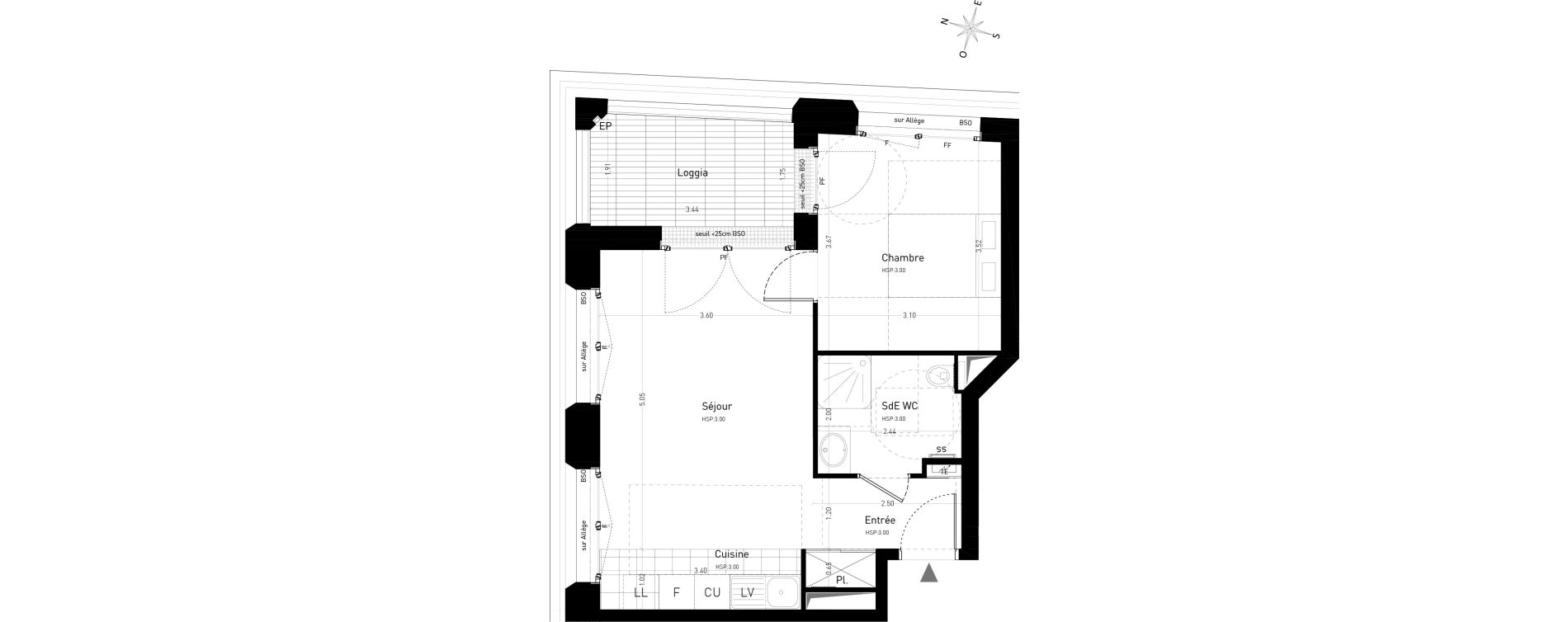Appartement T2 de 41,20 m2 au V&eacute;sinet Centre