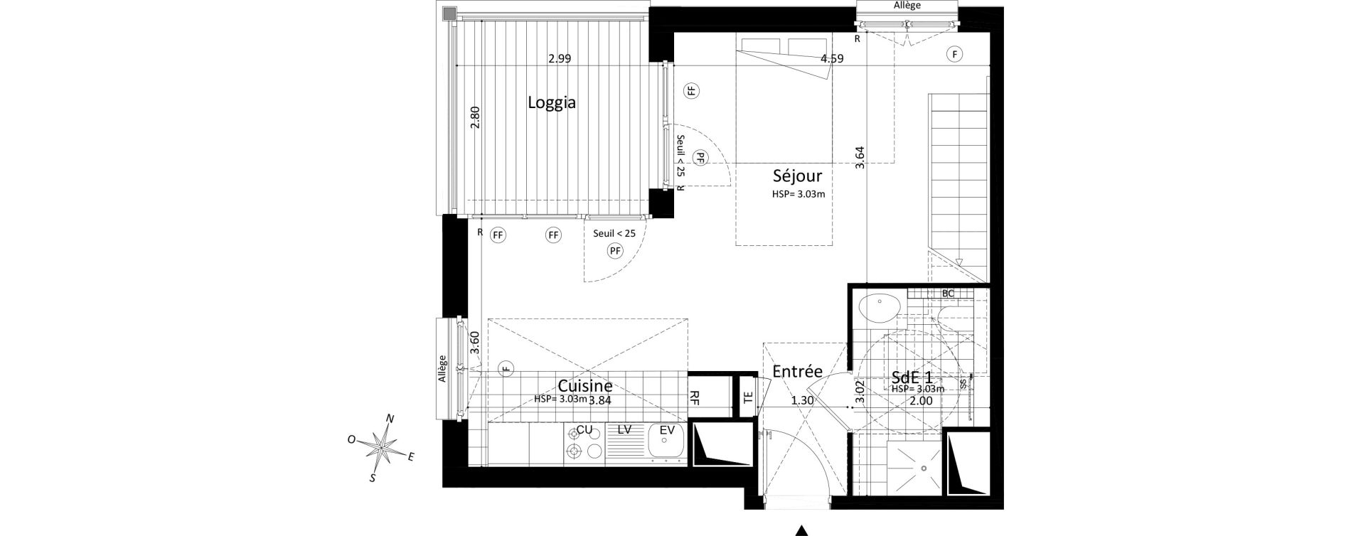 Appartement T4 de 85,71 m2 au V&eacute;sinet Centre