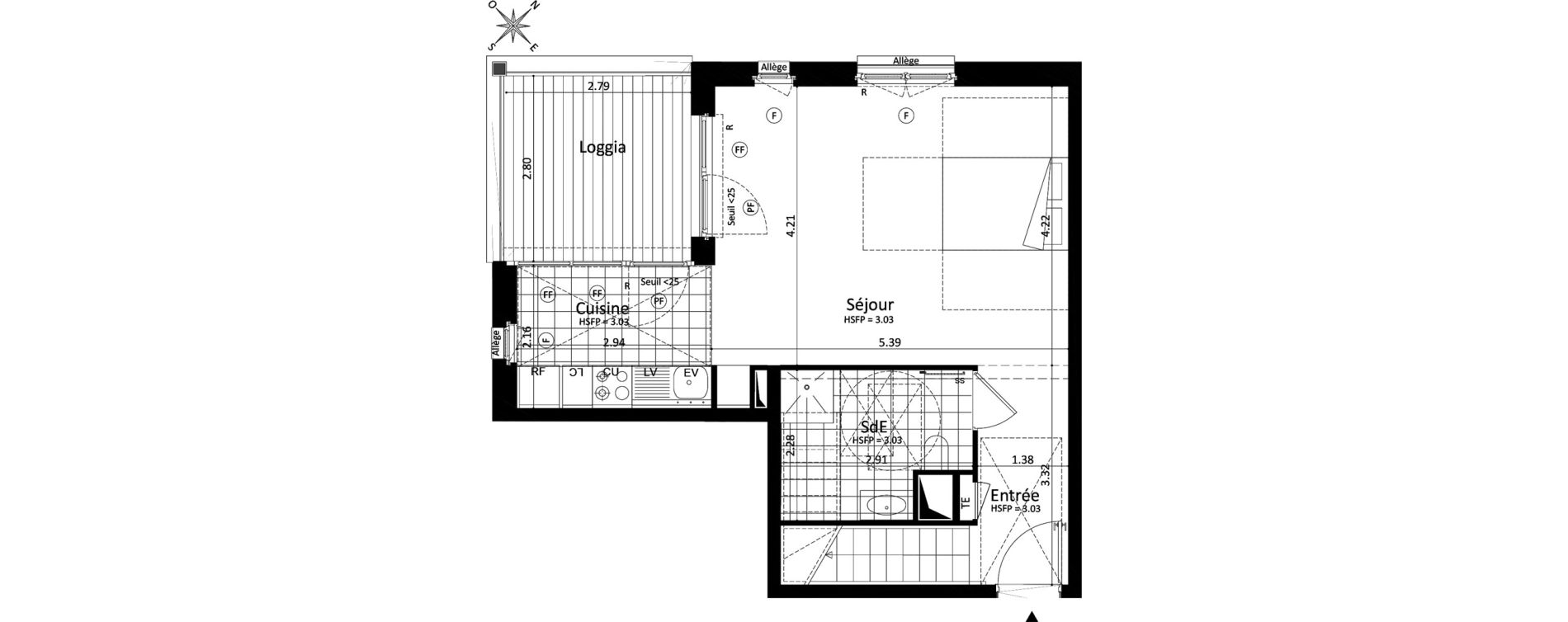 Appartement T4 de 85,78 m2 au V&eacute;sinet Centre