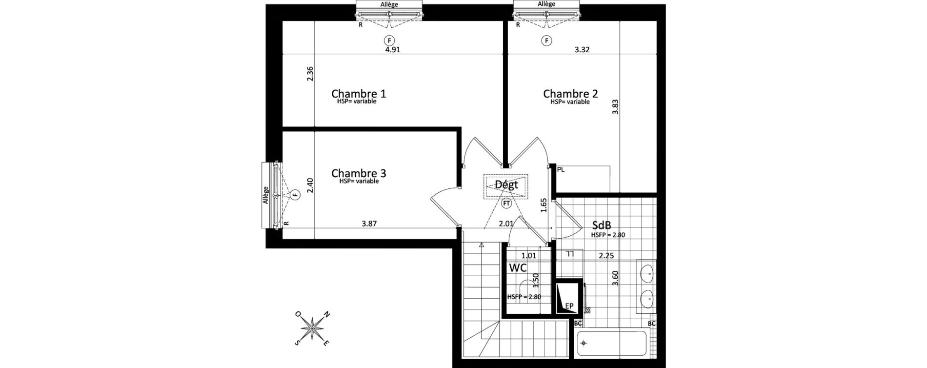 Appartement T4 de 85,78 m2 au V&eacute;sinet Centre